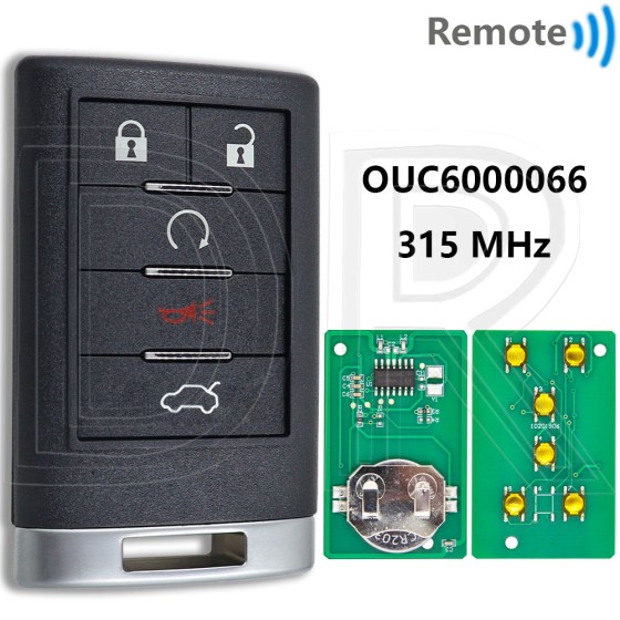 2007-2015 CADILLAC / 5-Button Keyless Entry Remote / OUC6000066 / (AFTERMARKET)